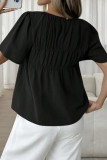 Solid Color Pleated Short Sleeved T-shirt