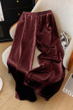 Satin Drawstring High Waisted Wide Leg Pants