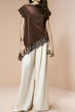 Solid Color Lace Sleeve T-shirt