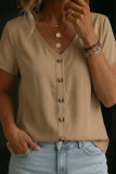 Solid Color Short Sleeved V-neck T-shirt