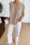Striped Sleeveless V-neck Tank Top
