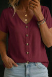 Solid Color Short Sleeved V-neck T-shirt