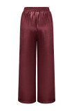 Satin Drawstring High Waisted Wide Leg Pants