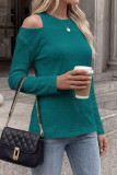Round Neck Off Shoulder Long Sleeved T-shirt
