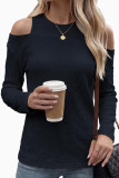 Round Neck Off Shoulder Long Sleeved T-shirt