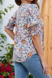 V-neck Pleated Short Sleeve Chiffon Shirt
