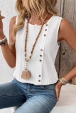 Round Neck Sleeveless Cotton and Linen Vest