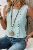Round Neck Sleeveless Cotton and Linen Vest