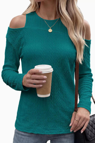 Round Neck Off Shoulder Long Sleeved T-shirt