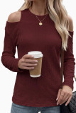 Round Neck Off Shoulder Long Sleeved T-shirt