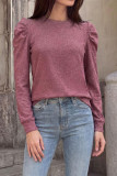 Round Neck Pleated Long Sleeved T-shirt