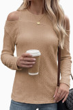 Round Neck Off Shoulder Long Sleeved T-shirt