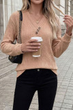 V-neck Pleated Loose Long Sleeved T-shirt
