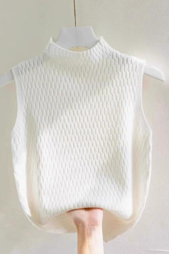Half High Neck Sleeveless Knitted Sweater