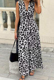 Leopard Print Sleeveless V-neck Jumpsuit