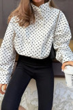 Polka Dot Long Sleeved Loose Pocket Jacket