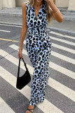 Leopard Print Sleeveless V-neck Jumpsuit