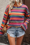  Loose Knitted Long Sleeved Sweater