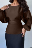 Satin Round Neck Long Sleeved Bat Shirt