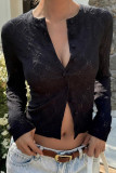 Round Neck Long Sleeved Cardigan T-shirt