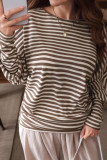 Striped Round Neck Loose Long Sleeved T-shirt