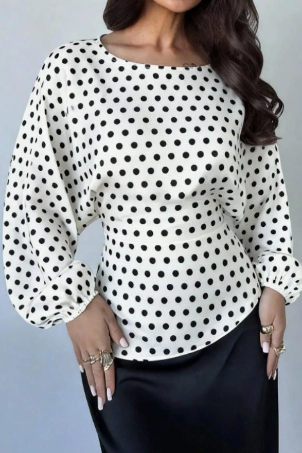 Satin Round Neck Long Sleeved Bat Shirt