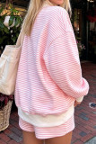 Striped Long Sleeved Pullover Loose Hoodie