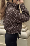 Polka Dot Long Sleeved Loose Pocket Jacket