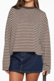 Round Neck Striped Loose Long Sleeved T-shirt