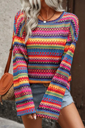  Loose Knitted Long Sleeved Sweater