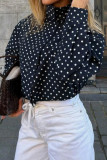 Polka Dot Long Sleeved Loose Pocket Jacket