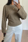 Round Neck Striped Bat Long Sleeved T-shirt