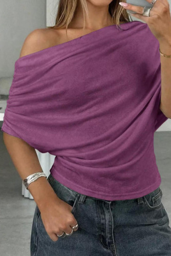 Solid Color Bat Short Sleeve T-shirt
