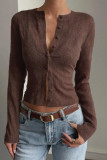 Round Neck Long Sleeved Cardigan T-shirt