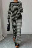 Striped Round Neck Shirt Pants Two-piece Set