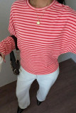 Round Neck Striped Bat Long Sleeved T-shirt