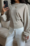 Round Neck Striped Bat Long Sleeved T-shirt