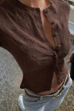 Round Neck Long Sleeved Cardigan T-shirt