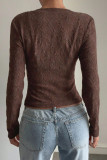 Round Neck Long Sleeved Cardigan T-shirt