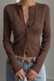 Round Neck Long Sleeved Cardigan T-shirt