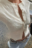 Round Neck Long Sleeved Cardigan T-shirt