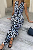 Leopard Print Sleeveless V-neck Jumpsuit