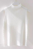 Half High Neck Sleeveless Knitted Sweater