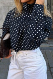 Polka Dot Long Sleeved Loose Pocket Jacket