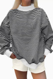 Striped Long Sleeved Pullover Loose Hoodie