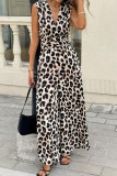 Leopard Print Sleeveless V-neck Jumpsuit