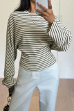 Round Neck Striped Bat Long Sleeved T-shirt