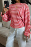 Round Neck Striped Bat Long Sleeved T-shirt