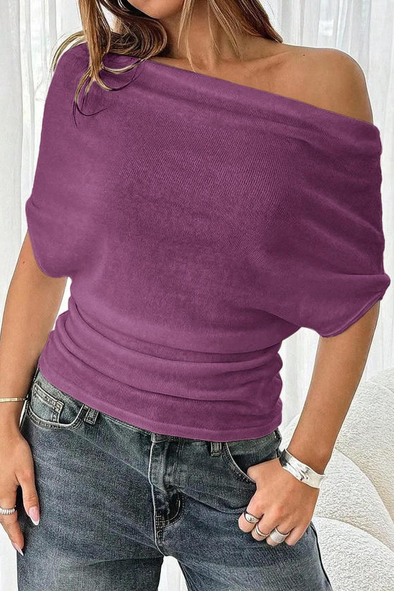 Solid Color Bat Short Sleeve T-shirt