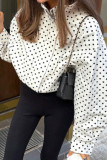 Polka Dot Long Sleeved Loose Pocket Jacket